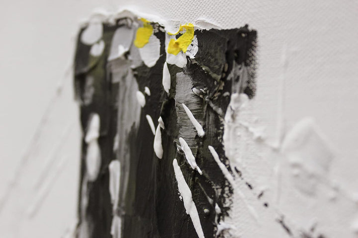 YS-Art Abstrakt Acryl Gemälde auf Leinwand Grossstadt handgemalt Wandbilder Wohnzimmer modern Wohnde