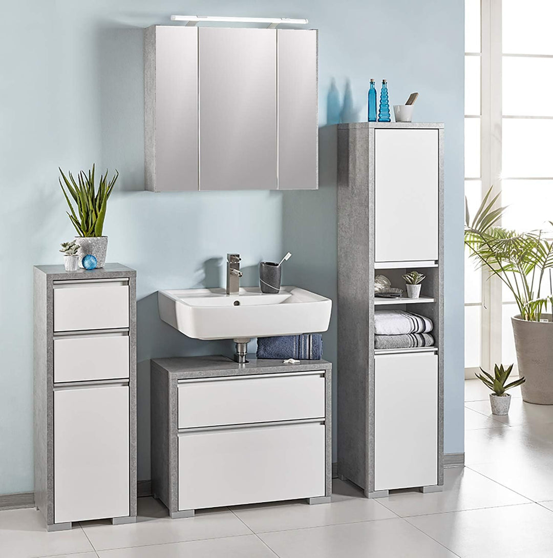 Schildmeyer 127398 Spiegelschrank, 70 x75 x 16 cm, steingrau 70 cm Single, 70 cm Single