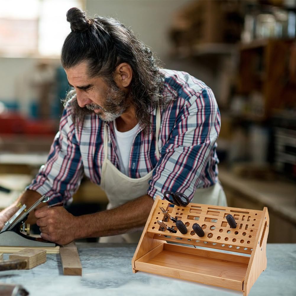 DICOSMETIC 1Set Holz Schraubendreher Organizer 31.2x17x17.5cm Schreibtisch Werkzeugständer Mit 53 St