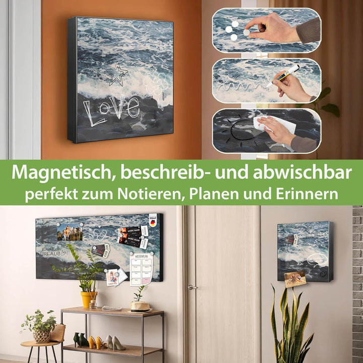 banjado Grosser Schlüsselkasten Metall - Schlüsselbox 30x30cm mit 32 Haken - Schlüsselkasten modern