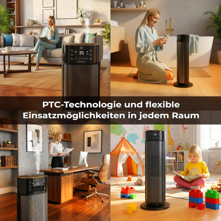 Keramik Heizlüfter mit Befeuchter 2000W Mistiq WiFi 80° Oszillation ECO Modus Timer 24h Elektroheizu