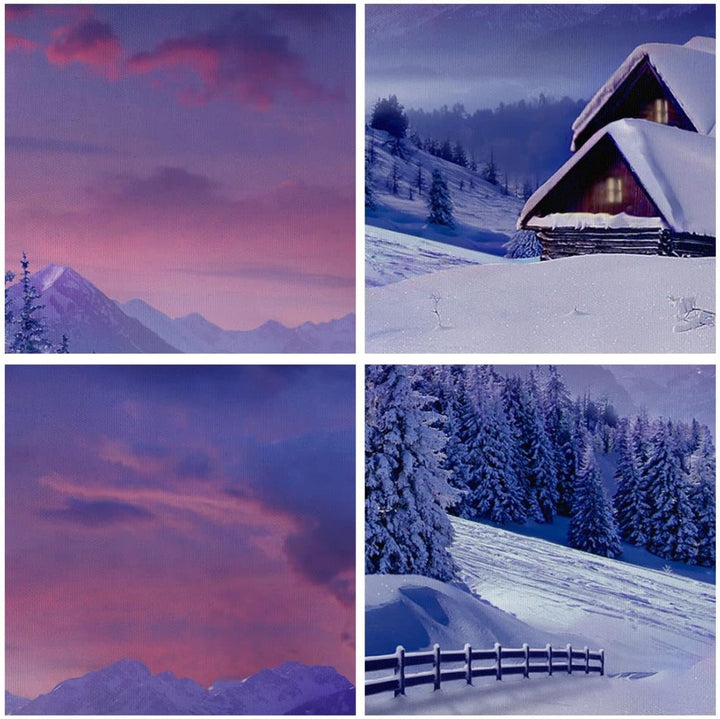 Wandbilder Dekoration Wohnzimmer Winter Landschaft Frost Schnee Panorama Bilder auf Leinwand 120x50c