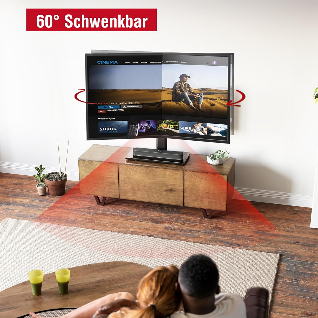 AOKCOS TV Standfuss TV Ständer Neigbar Schwenkbar Höhenverstellbar für 32-55 Zoll Fernseher, Univers