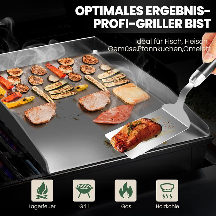 Edelstahl Plancha Grillplatte-Grillplatte für Gas & Kohlegrill -Grillzubehör Geschenk für Männer