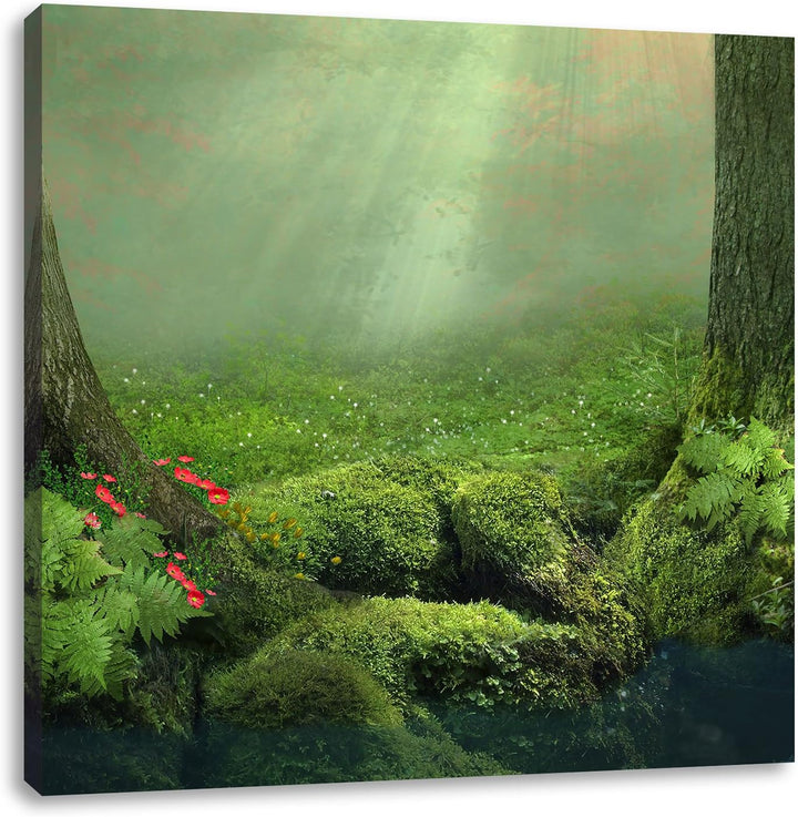 Pixxprint Baumwurzel und Schmetterling, Format: 70x70 auf Leinwand, 70x70