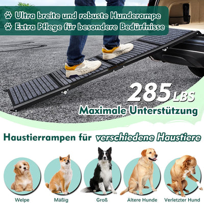 Längste 180cm & Breiteste 50cm Hunderampe,Faltbare Hunderampe Auto mit Rutschfester Teppich,Hunderam