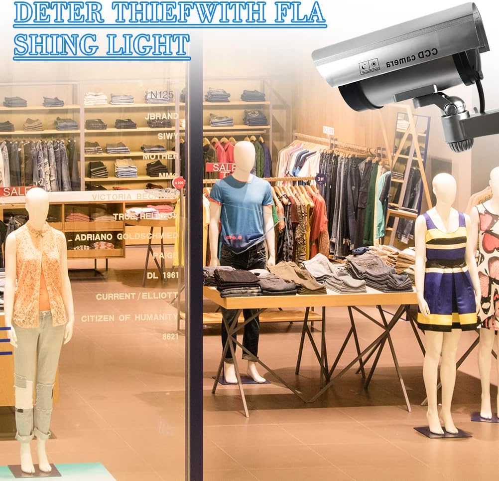 2 Stück Kamera Atrappe Aussen mit LED-Licht, Fake Kamera Überwachungskamera Attrappe, Dummy Kamera K