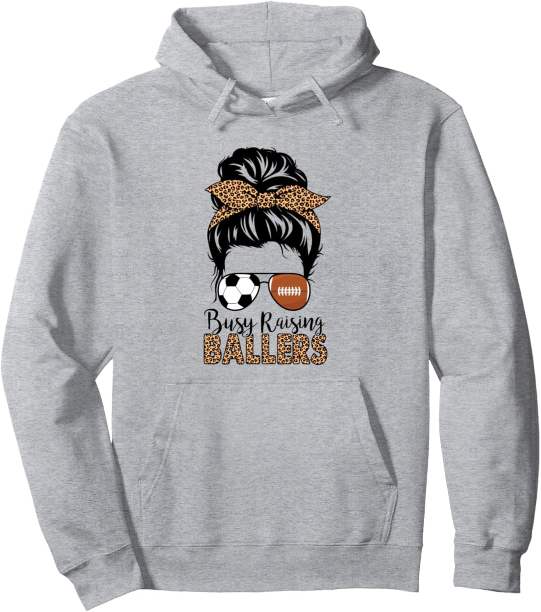 Beschäftigt Ballers Fussball American Football Mom Messy Bun Pullover Hoodie