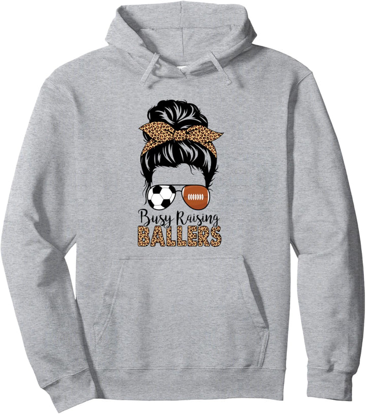 Beschäftigt Ballers Fussball American Football Mom Messy Bun Pullover Hoodie