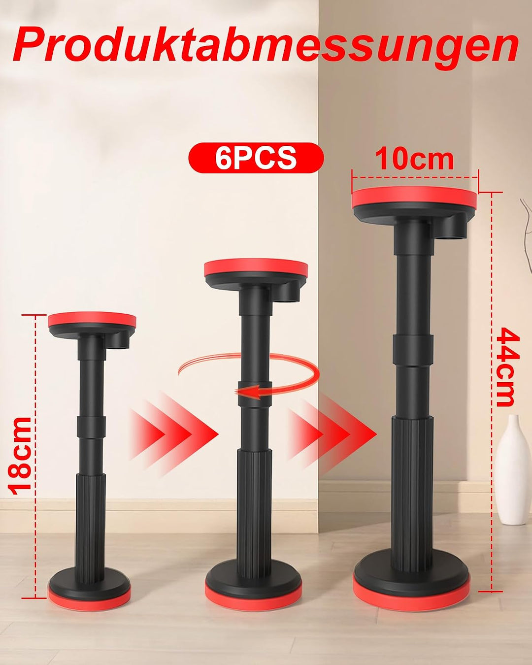 Teleskopstützen Höhenverstellbar 18-45cm - 2 Stück Teleskop-Stützstange | Verstellbar Stützsystem Te