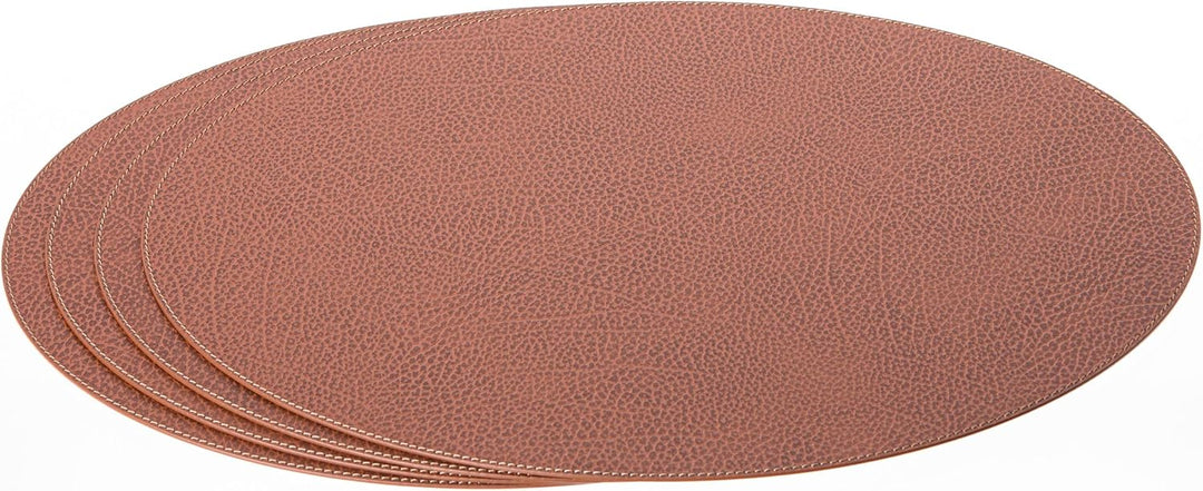 Nikalaz Oval Platzsets aus Recyceltem Leder, 4 Stück Tischsets, Tisch-Matten, Platzdeckchen 45.7 x 3