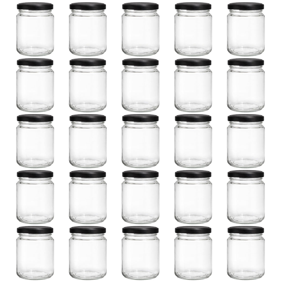 Vitrea 25x Marmeladengläser 275 ml - mit Deckel Schwarz TO 66 - Einmachgläser zum befüllen mit Schra