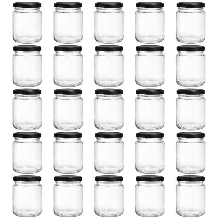 Vitrea 25x Marmeladengläser 275 ml - mit Deckel Schwarz TO 66 - Einmachgläser zum befüllen mit Schra