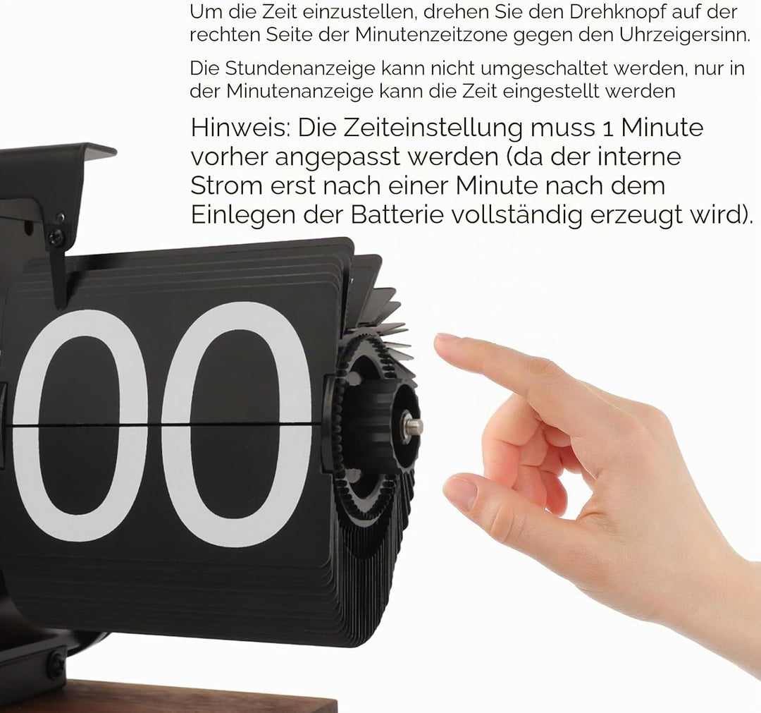 VBESTLIFE Flip-Tischuhr, Retro-Vintage-Auto-Flip-Tischuhr, Batteriebetriebene Uhr mit Grosser Zahl f