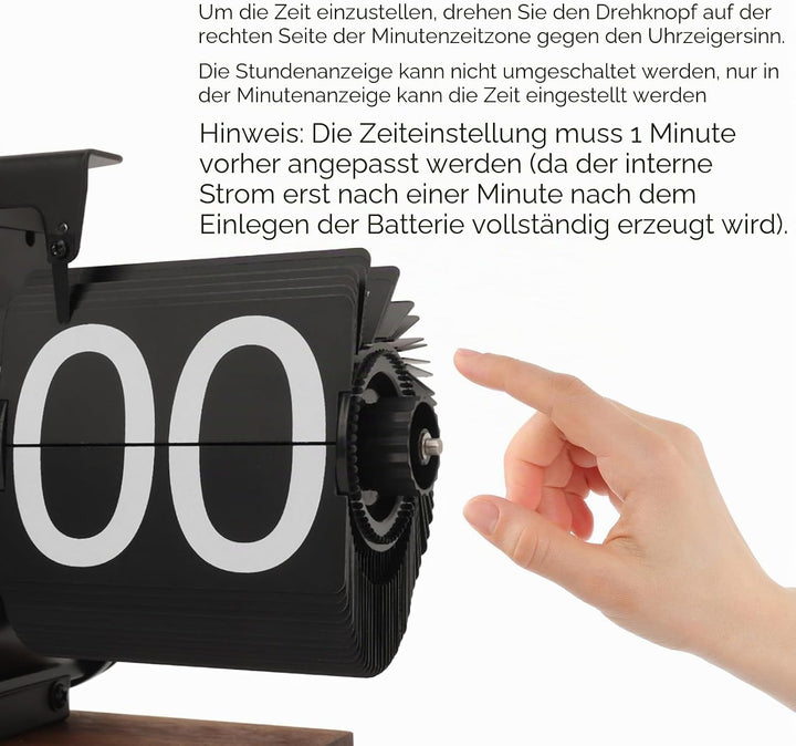 VBESTLIFE Flip-Tischuhr, Retro-Vintage-Auto-Flip-Tischuhr, Batteriebetriebene Uhr mit Grosser Zahl f