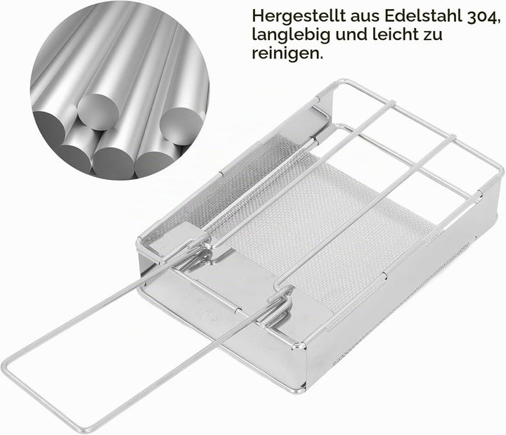 Faltbarer Toaster aus Edelstahl, vielseitiger Mini-Toaster für Brot und Wurst, ideal für Camping und