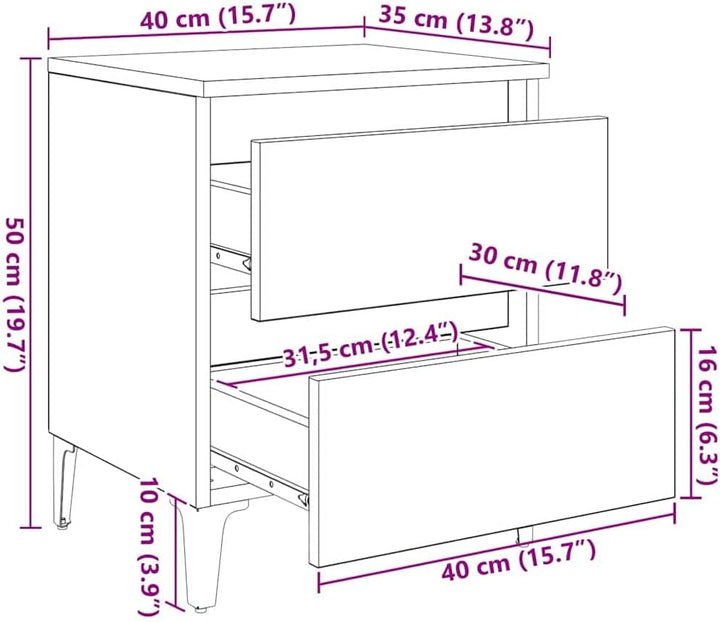 vidaXL Bettkommoden 2 Stück Alter Holz 40x35x50 cm Spanplatte Altes Holz, Altes Holz