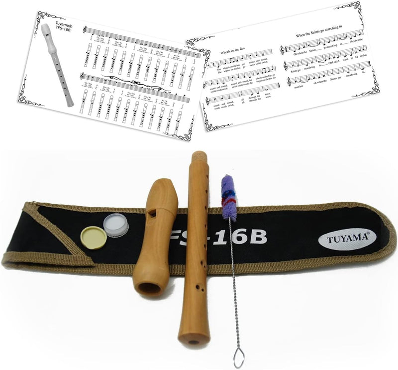 Starter-Bundle mit Tuyama TFS-16B (barocke Griffweise) Blockflöte sowie &