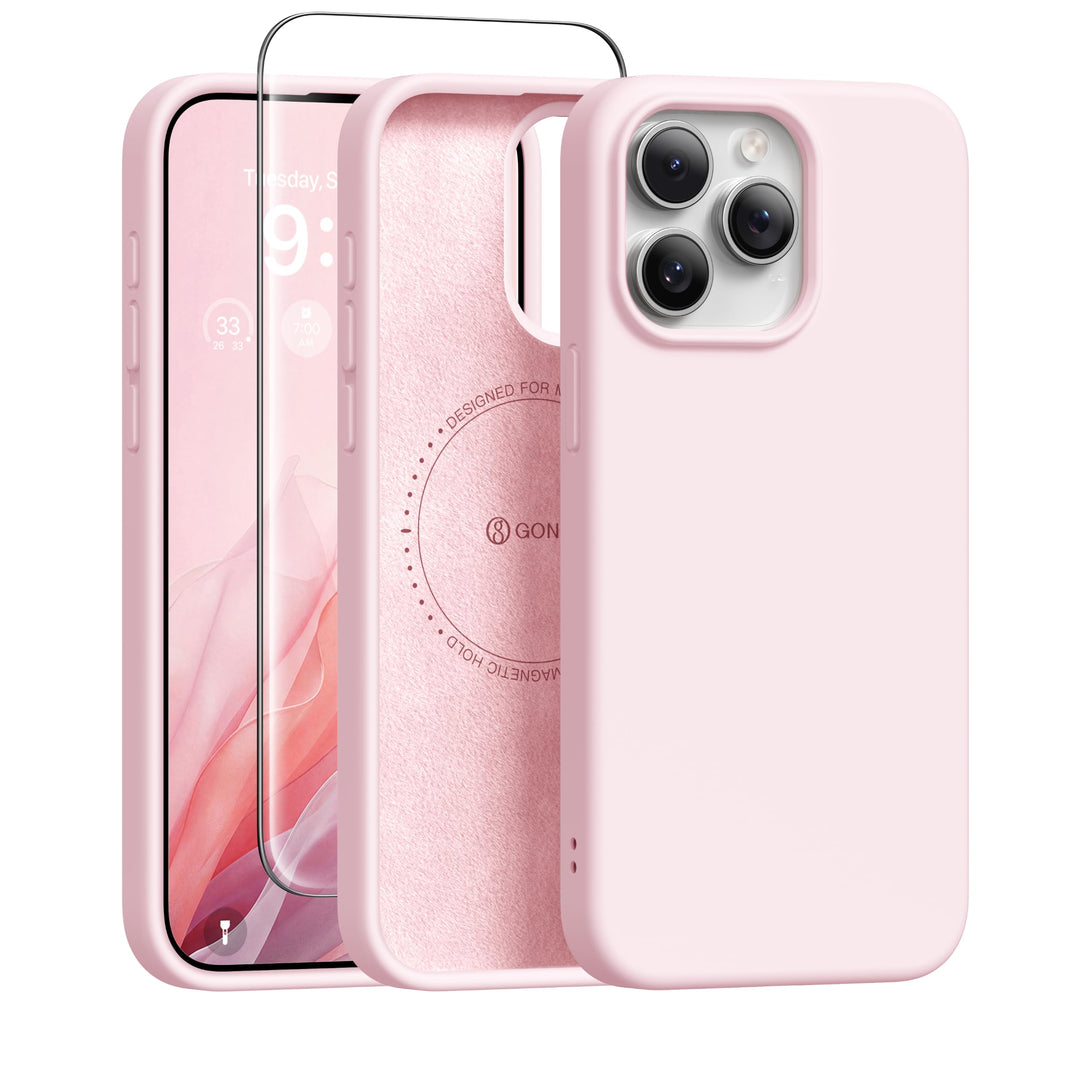 GONEZ für iPhone 15 Pro Hülle Silikon 6,1 Zoll &amp; Displayschutz, [MagSafe-kompatibel] dünne Handyhüll