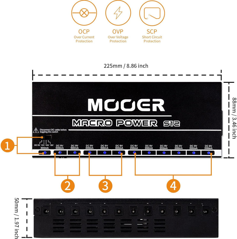 Mooer Macro Power S12 - Power Supply with 12 Isolated Ports