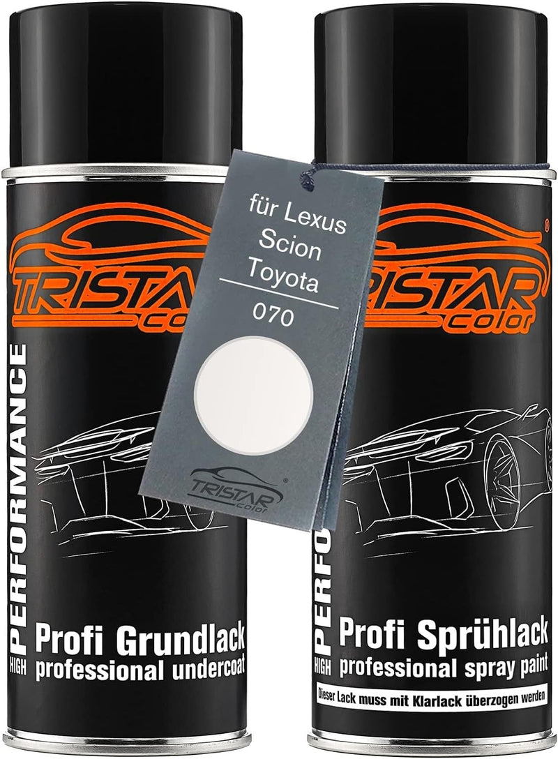 TRISTARcolor Autolack Spraydosen Set für Lexus/Scion/Toyota 070 White Crystal Shine Metallic Grundla