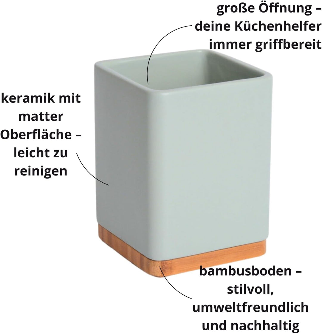 KOOK TIME Küchenutensilienhalter - Praktischer Utensilienhalter für die Küche, Besteckhalter aus Ker