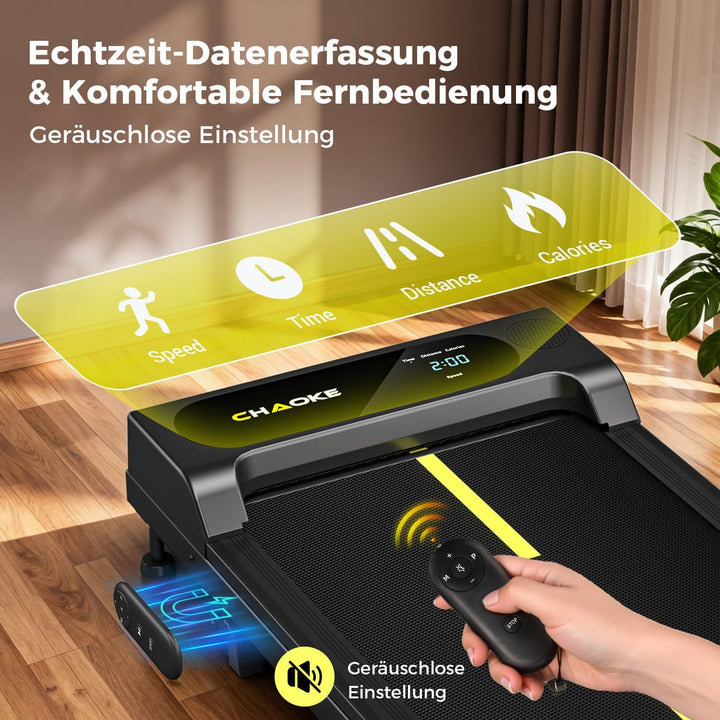 CHAOKE Walking Pad mit Steigung 9%, 1-10 km/h Laufband für Zuhause mit APP, 2.75HP Walking Pad Cardi