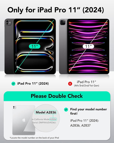 ESR für iPad Pro 11 Zoll Hülle M4 (2024), Magnetbefestigung, dünne dreifach Faltbare Standhülle, unt