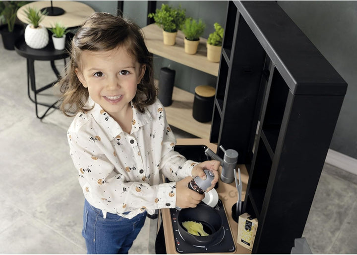 Smoby - Spielküche Loft - Kinderküche ab 3 Jahre im Industrial-Look (74x29,2x95,7 cm) - Küchenspielz