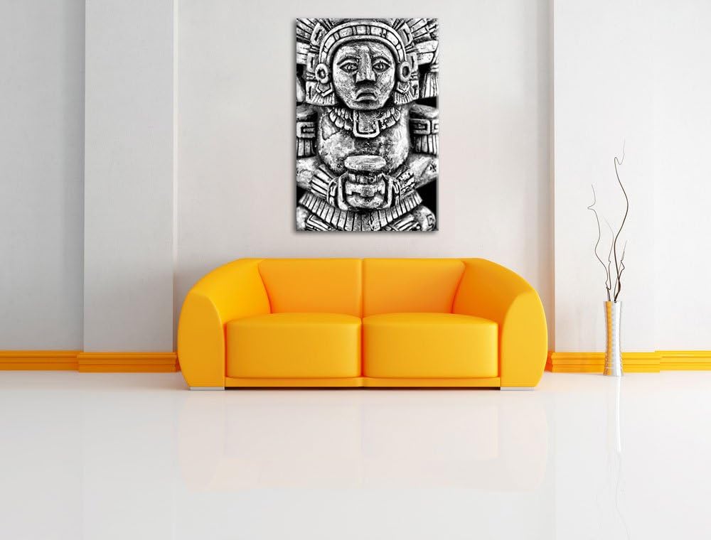 Pixxprint kleine Maya Skulptur / 100x70cm Leinwandbild bespannt auf Holzrahmen/Wandbild Kunstdruck D