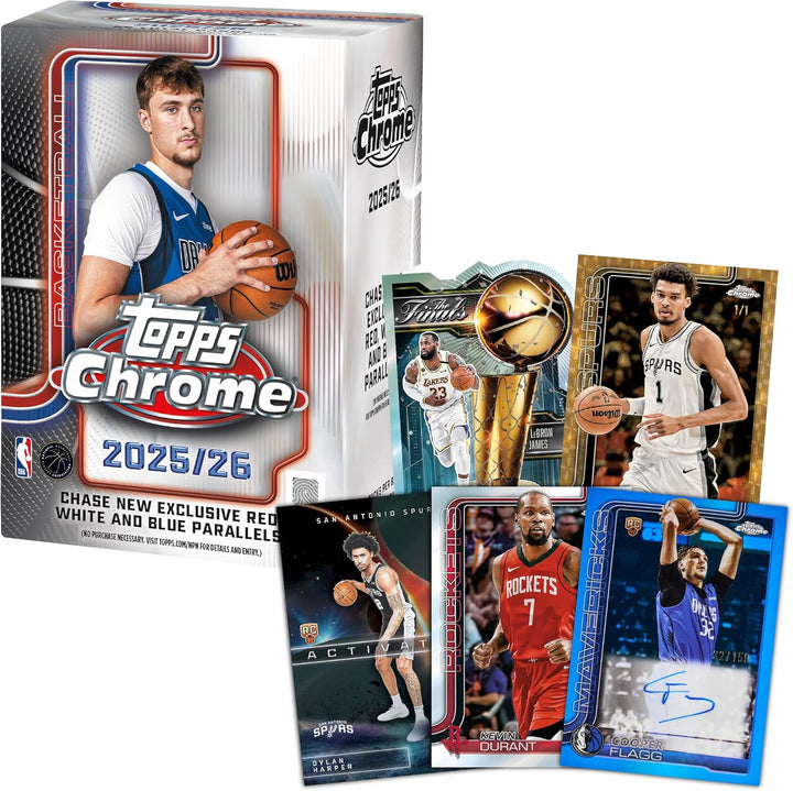 Topps 2025-26 Chrom-Basketball, werksseitig versiegelt, Vorteilsbox, Vorteilsbox