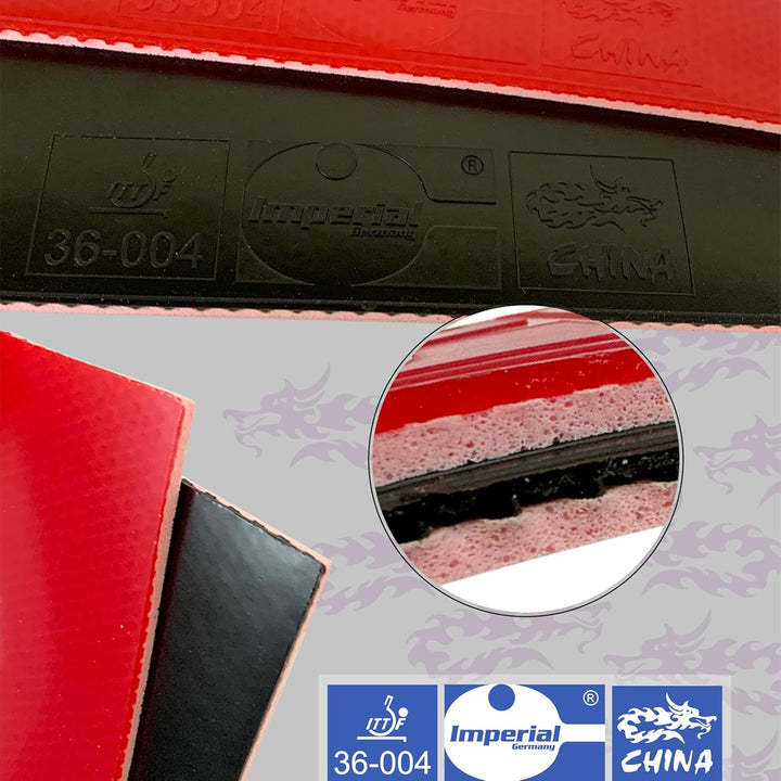 Imperial China Super Soft | China Tischtennis Belag | Noppen innen | Defensiv | ITTF Zulassung Rot 1