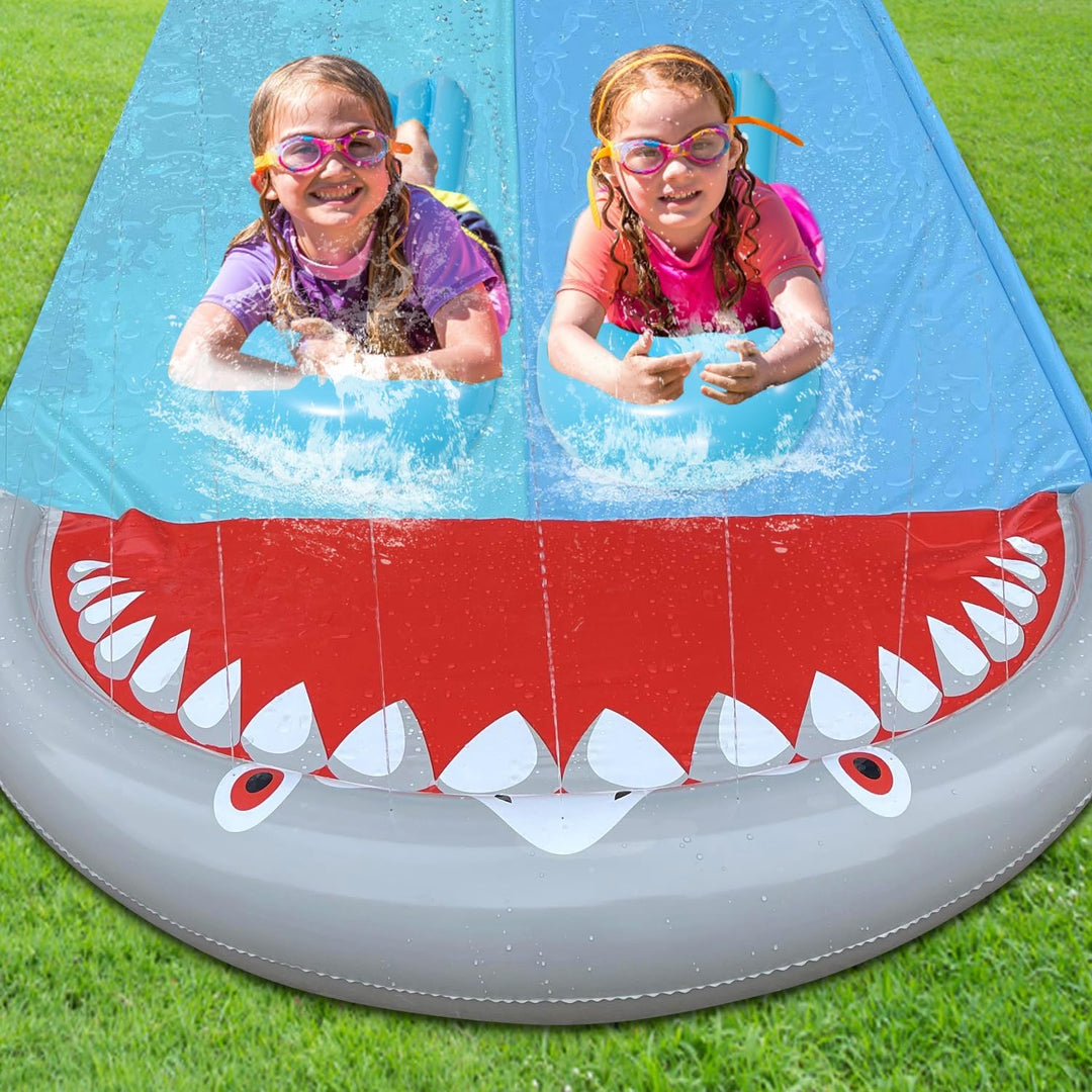 550 x 145cm Slip and Slide Wasserrutsche mit 2 Bodyboard Doppel-Wasserrutsche Wasser Rutsche Watersl