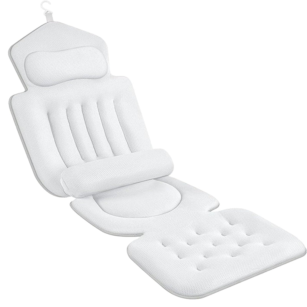Badewannenkissen Ganzkörper mit Lendenkissen und Kopfstütze, 4D Verdickte Badewannenmatte 133x40 cm