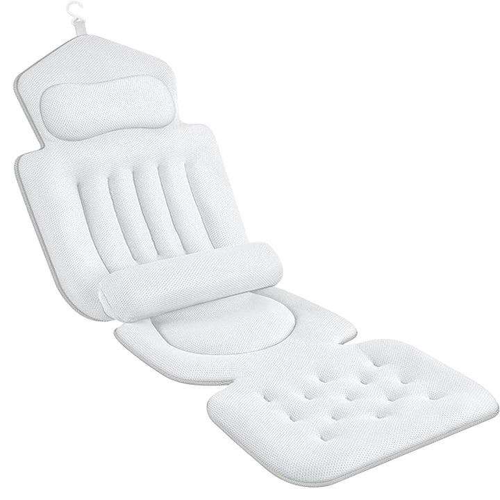 Badewannenkissen Ganzkörper mit Lendenkissen und Kopfstütze, 4D Verdickte Badewannenmatte 133x40 cm