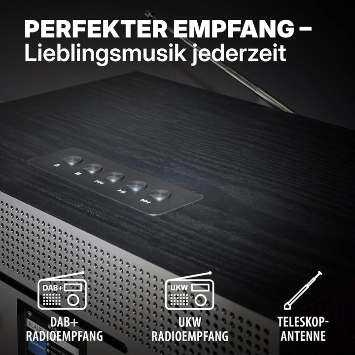BLAUPUNKT Nostalgieradio Milano RXD 1900 DAB+ mit AUX IN und Bluetooth - 2X 15 Watt RMS Radio mit LC