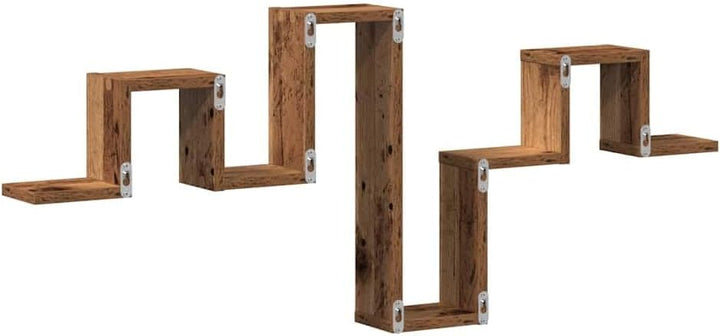 vidaXL Wandregal Wandmontiert mit Speicher Altholz 104,5 x 43 x 10 cm, Stilisches rechteckiges Wandr