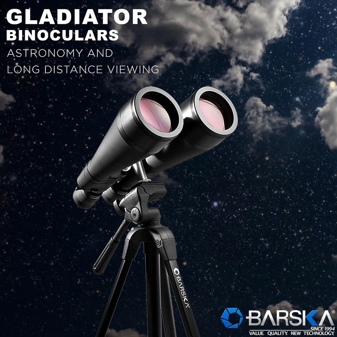 BARSKA Gladiator 25-125x80 Zoom-Fernglas (grünes Objektiv, verstrebter Stativadapter), Schwarz AB105