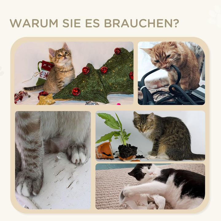 PawHut Katzentreppe 3-stufige Tiertreppe, 48 cm Haustiertreppe mit Sisalsäule, Hundetreppe mit Spiel
