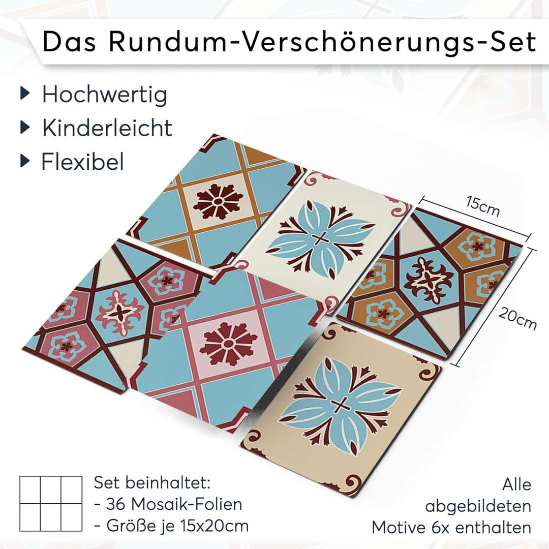 CREATISTO Mosaik Klebefliesen Stickerfliesen Fliesenfolie - Hochwertige Aufkleber Sticker für Fliese