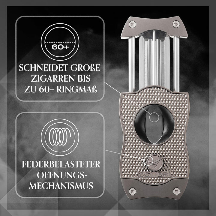 Colibri V-Cut Zigarrenschneider - Diamanten-Muster - Tiefer 7mm V-Schnitt - Bis zu 60+ Ringmass Ziga