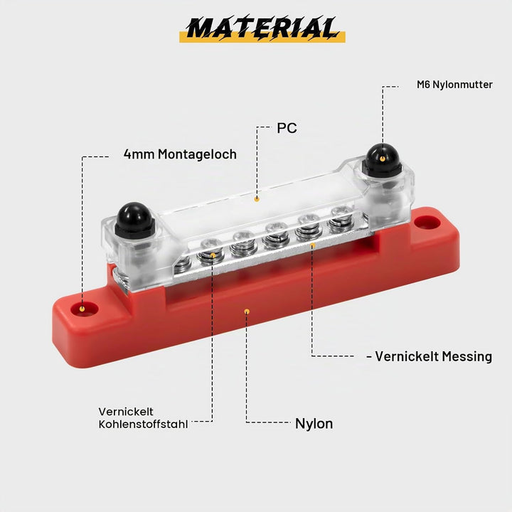GUNGY Sammelschiene 12V-48V DC Sammelschienen Verteilerblock 150A Busbar Stromverteilungsblock mit 6