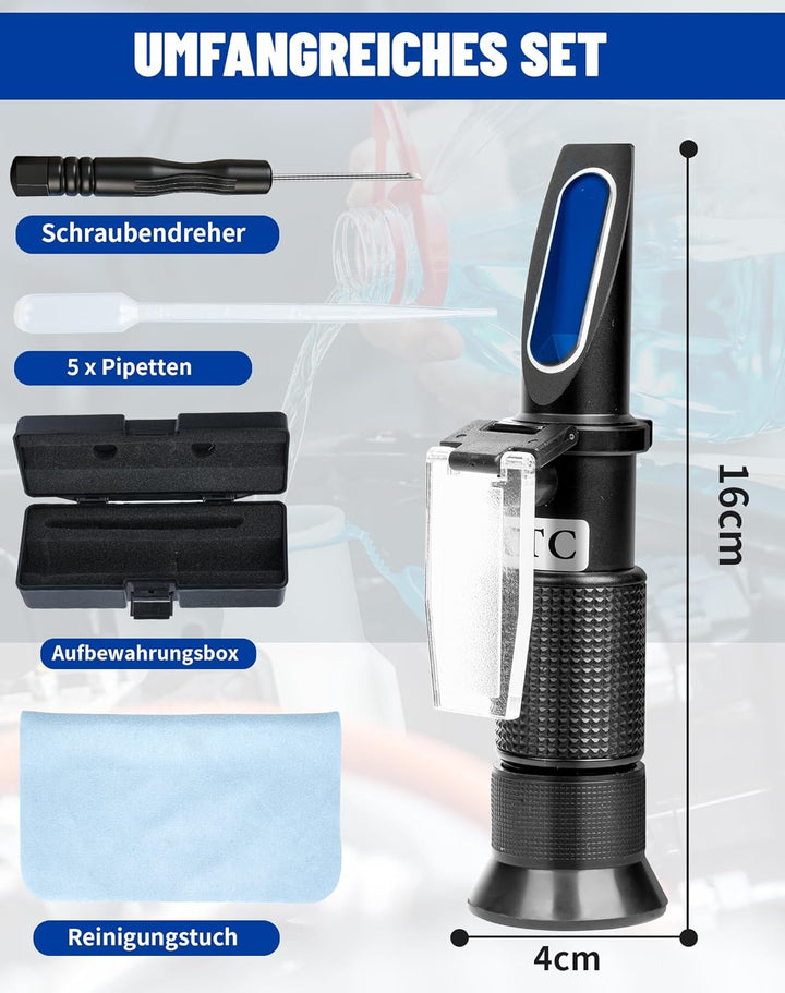 4-in-1 Frostschutz Refraktometer mit ATC, Kühlmitteltester für Ethylenglykol (G11 G12) Propylenglyko