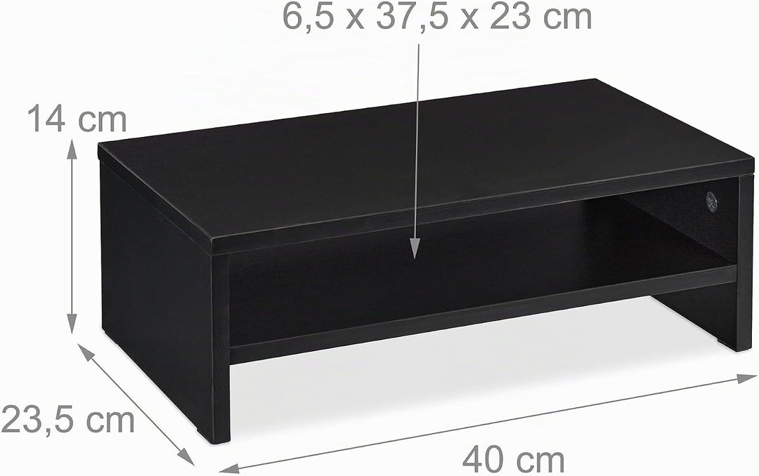 Relaxdays Monitorständer, Bildschirmerhöhung mit Fach, HBT: 14 x 40 x 23,5 cm, Schreibtisch, Büro &amp;