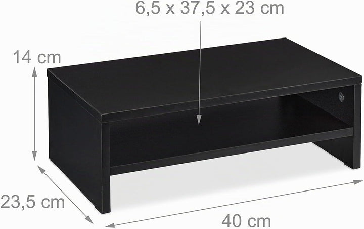 Relaxdays Monitorständer, Bildschirmerhöhung mit Fach, HBT: 14 x 40 x 23,5 cm, Schreibtisch, Büro &amp;