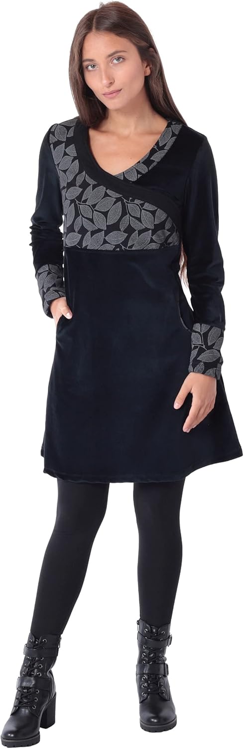 Kleid Alternatives Samtkleid dr36, Schwarz