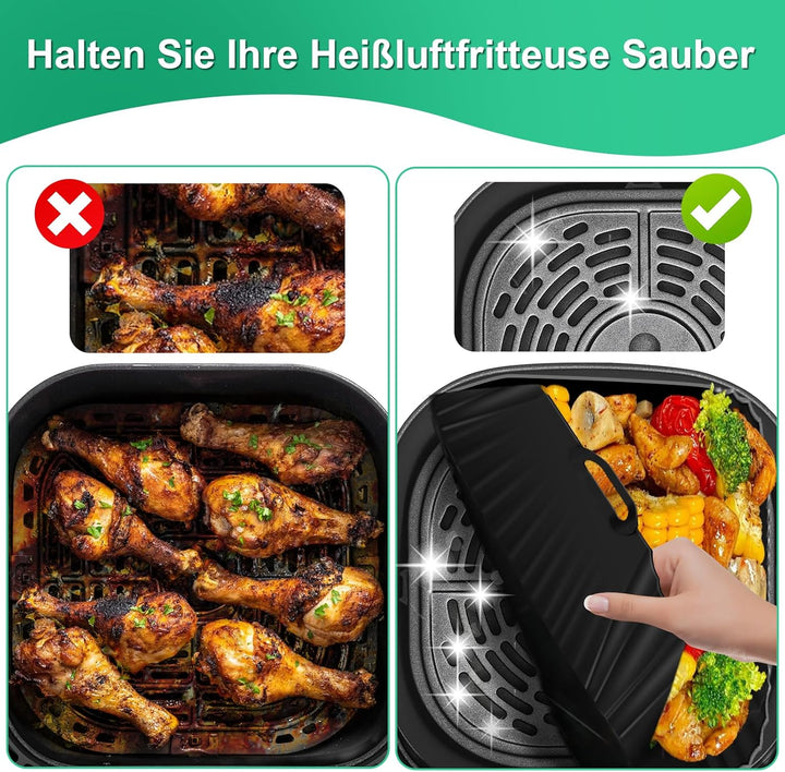 2 Stück Silikonform HeissLuftfritteuse für COSORI Turbo Tower Pro Heissluftfritteuse 10,8L Double St