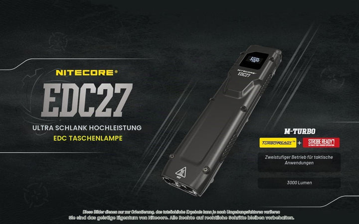 Nitecore EDC27-3000 Lumen, OLED-Display, USB-C