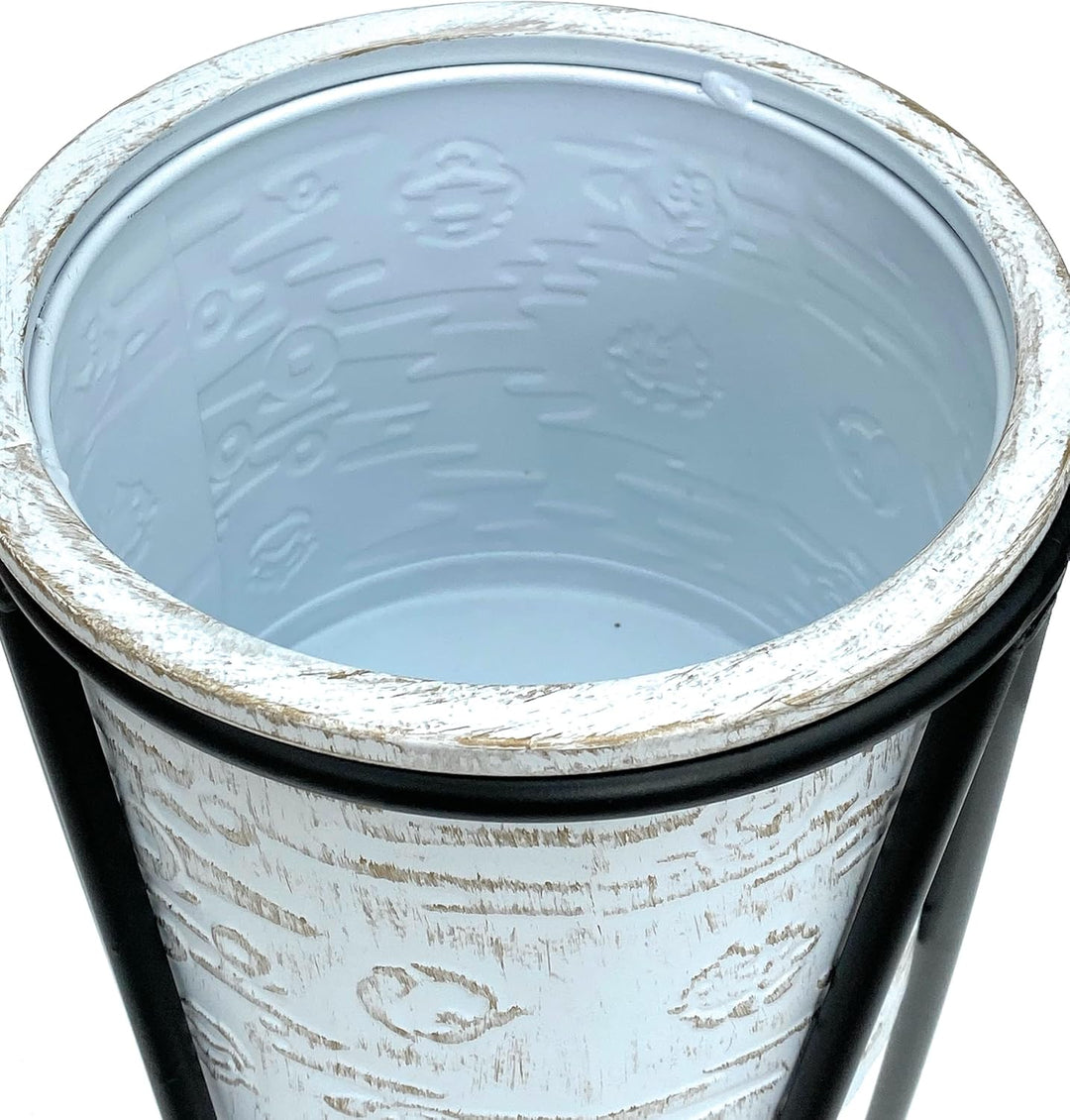 DanDiBo Blumenhocker mit Topf Metall Schwarz Weiss S 50 cm Blumenständer 96043 Blumensäule Modern Pf