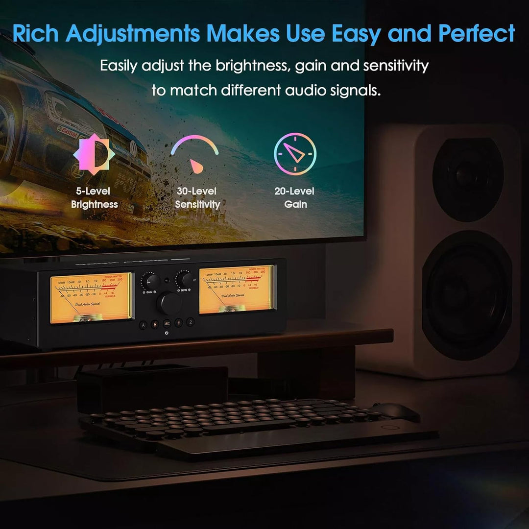 DoukAudio VU3PRO Duales Analoges VU-Meter, 2-Wege Verstärkerschalter, Lautsprecherauswahl, Verstärke